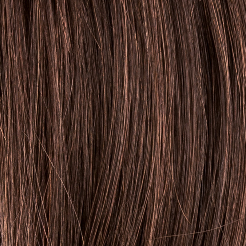 Esprit Small Soft in Dark Chocolate by Ellen Wille, side profile displaying the deep brown tone on the mid-length synthetic wig.