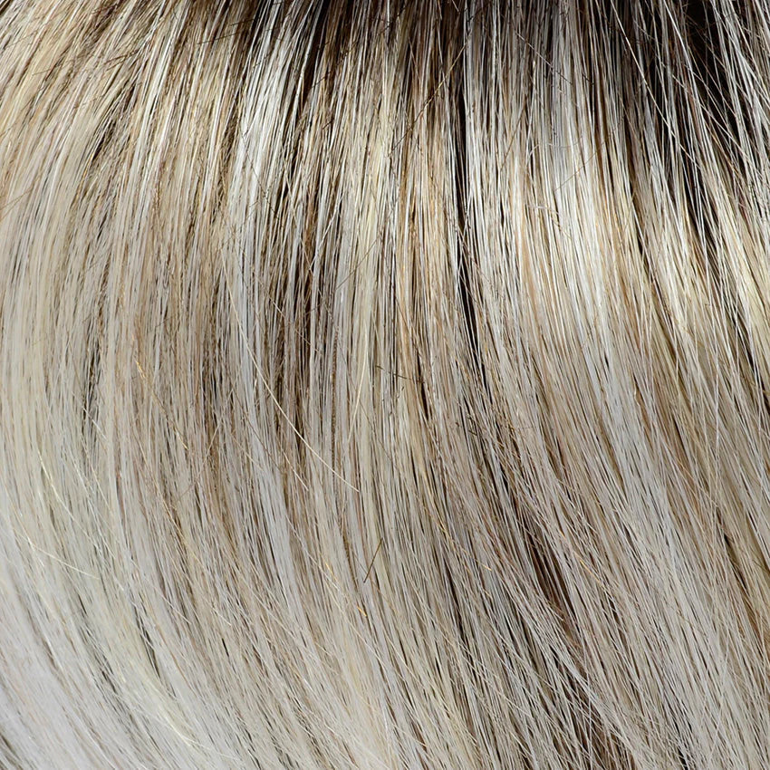Gisela Mayer Sun Vega in 12-14-1001-14 light shade, front-facing view showing the cool blonde on the short Sun Collection wig.