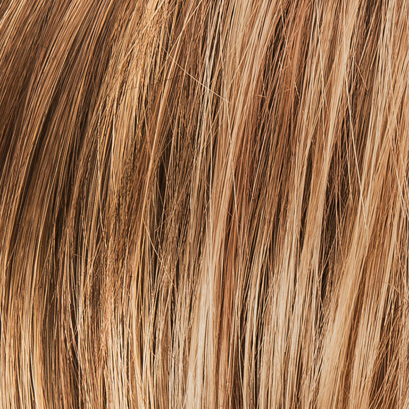 Avenue Soft in Light Bernstein by Ellen Wille, front view showing the warm golden tone on the short feathered heat-resistant wig.