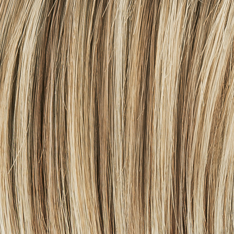 Icone Small Deluxe in Dark Sand by Ellen Wille, profile view showing the natural sandy shade on the sleek mid-length wig.