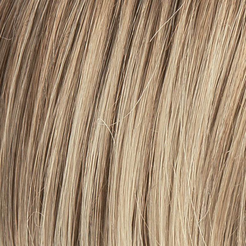 Fantasy Small Deluxe in Sand Multi by Ellen Wille, three-quarter angle showing the natural sandy blend on the long wavy synthetic wig.