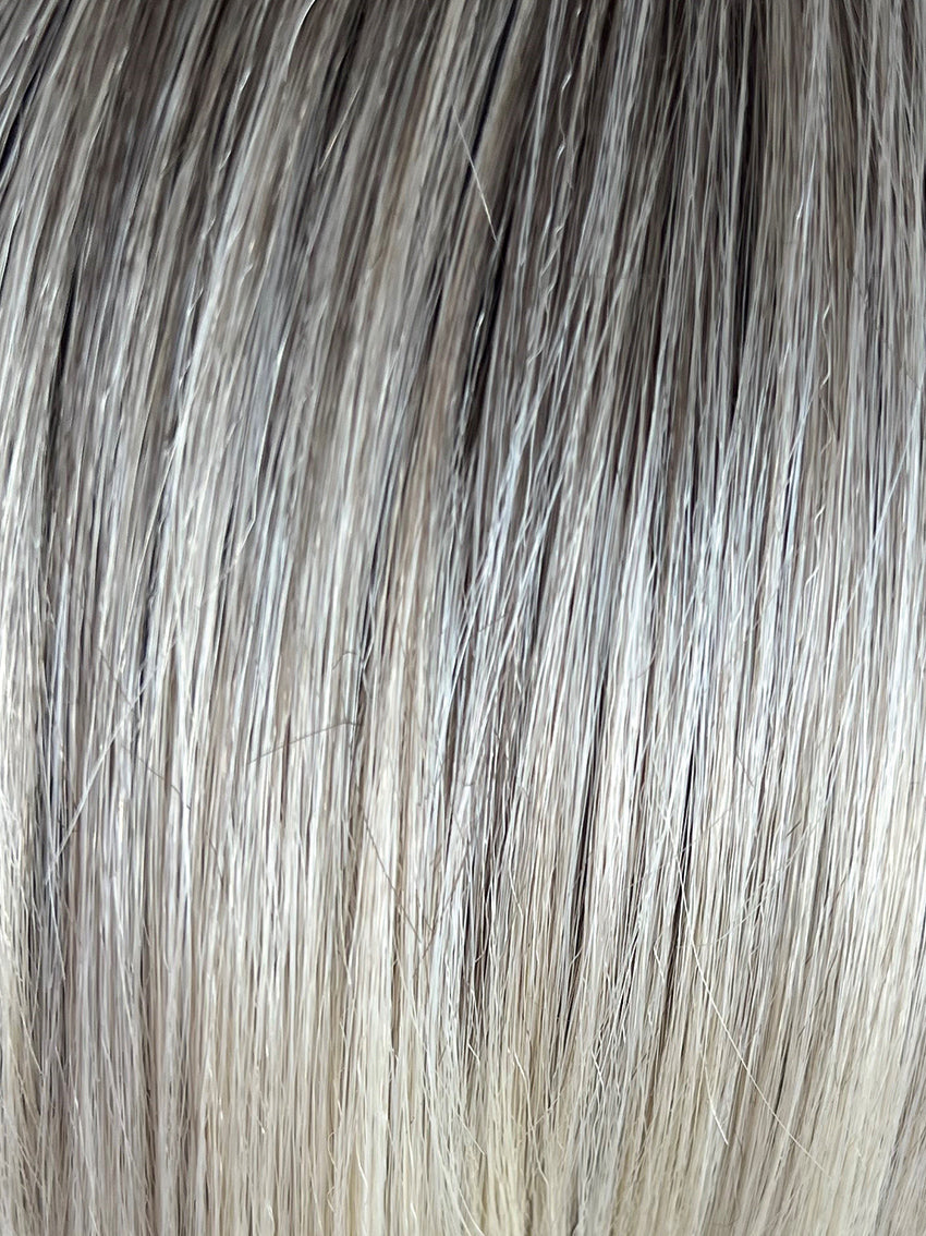 Gisela Mayer Magic Spicy in Biscuit Blond Rooted, side profile displaying the natural blonde tones on the modern mid-length cut.
