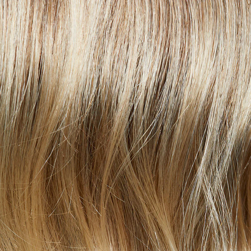 Alea in Champagne Rooted by Gisela Mayer, side view showing the soft champagne blonde on the long natural-looking wig.