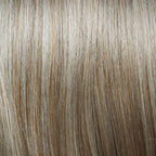 Leilah Mono Small in 22-15 light shade by Gisela Mayer, side profile showing the blonde tones on the short feathered wig.
