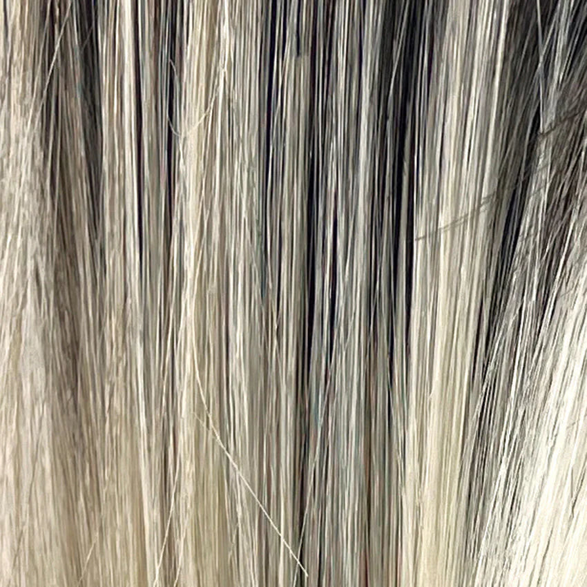Gisela Mayer Hi Beso in Pearl Blond Balayage, three-quarter angle showing the cool pearl blonde tone on the long elegant wig.