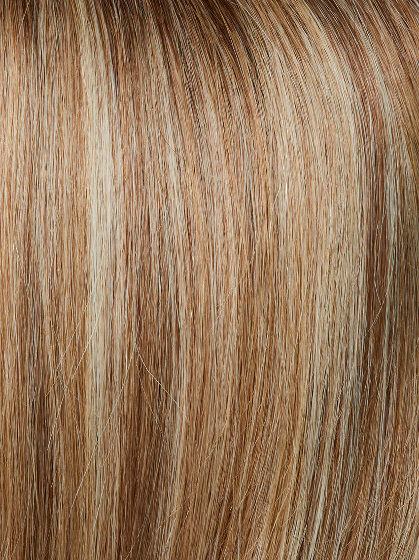 Sympathy HH Mono Lace Small Deluxe in 25-24-12 blonde shade, front angle displaying the fringe styling and natural hairline.