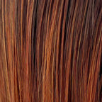 Gisela Mayer Hi Beso in Hot Flame Balayage, front view displaying the bold auburn tones on the long heat-resistant Next Generation wig.
