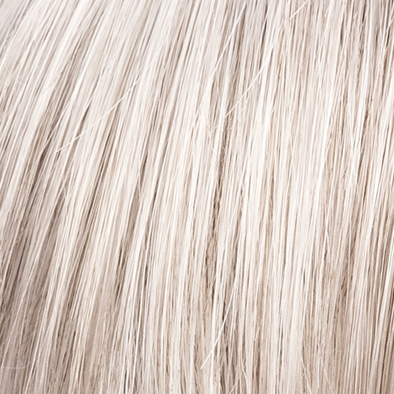 Ellen Wille Eclat Deluxe in Silver Blonde, side view showing the cool silver-blonde on the mid-length heat-resistant synthetic wig.