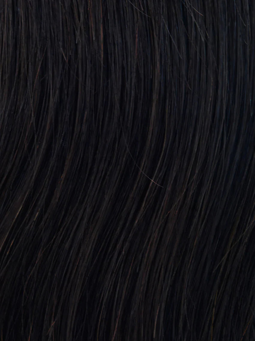 Gisela Mayer Euro Gold wig in Espresso Mix shade, worn from a side profile to show the clean-cut mid-length style.