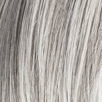 Satin Soft in Dark Snow by Ellen Wille, side view showing the modern dark grey-blonde on the short feathered wig.