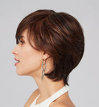Duo Athens Deluxe wig by Gisela Mayer, side view showing the short semi-natural style and Remy/synthetic fiber blend.