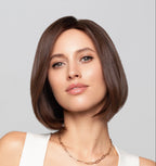 Euro Date Soft wig by Gisela Mayer in Dark Brown, side view showing the rich dark tone on the mid-length natural hair wig.