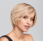 HH Remy Liza wig by Gisela Mayer, side view showing the short natural Remy hair cut and lace front construction.