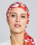Front view of Nola Short pre-formed turban by Gisela Mayer - adjustable turban for alopecia or hair loss, shade NS-101