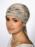 Melody Bambou Beige Floral bonnet by Lidia Création with delicate floral print on bamboo fabric