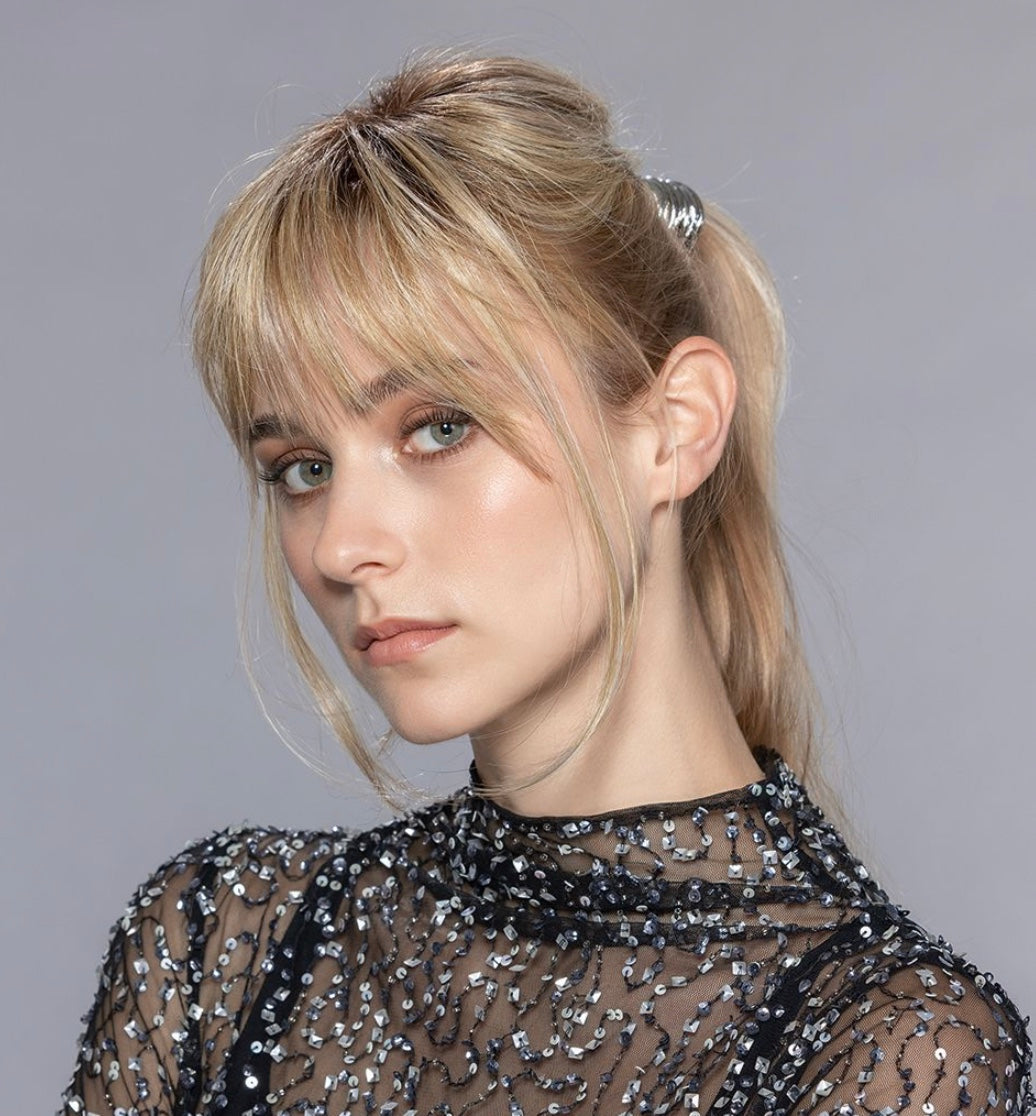 Ellen Wille Lemon II hair extension side view - long fringe with 15cm front and 25cm side pieces