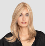 Glamour HH Small wig by Gisela Mayer, side view showing the long 100% Remy hair and flat top construction for small cap sizes.