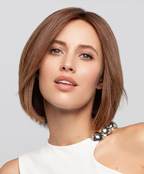 Euro Gold wig by Gisela Mayer shown from a side angle, highlighting the sleek mid-length cut and natural Euro Human Hair texture.