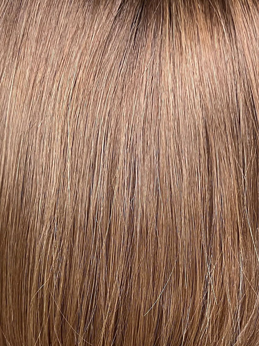 Euro Mora by Gisela Mayer in Light Brown, three-quarter view showing the warm light brown on the long natural hair wig.