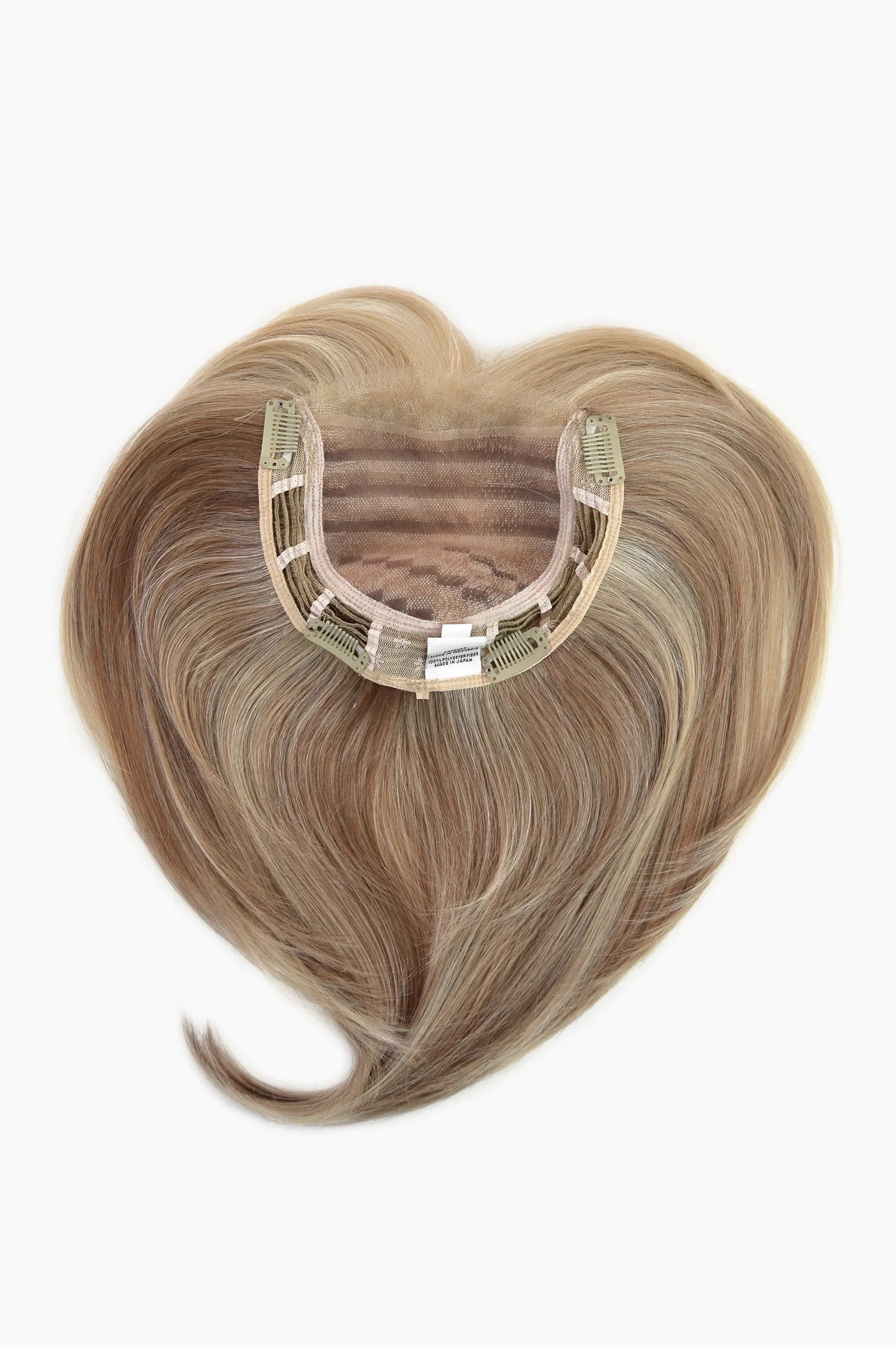 Gisela Mayer Nature Top Glam hair topper shown on head from above - natural monofilament integration