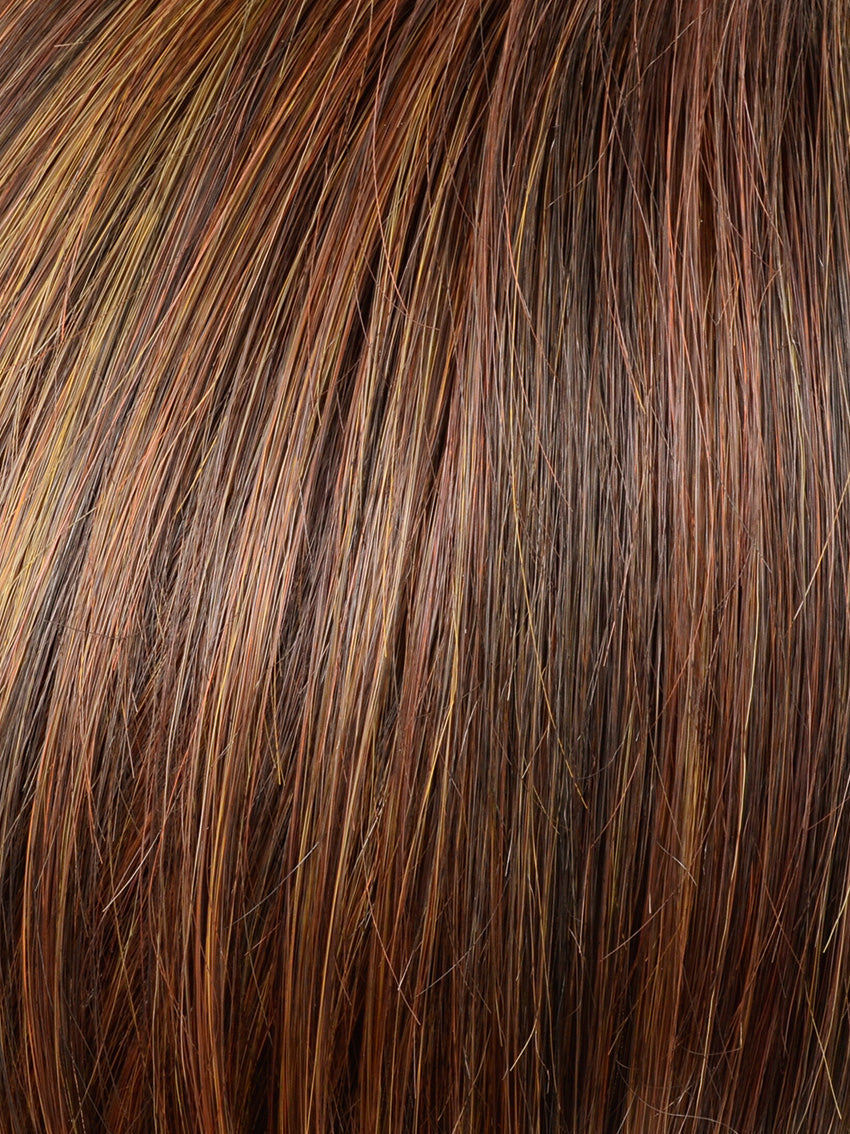 Duo Page by Gisela Mayer in warm shade, side view showing the natural-looking tone on the mid-length semi-natural wig.