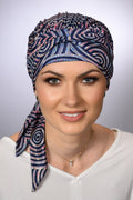 Amy Soft Galaxie pre-formed turban by Lidia Création with galaxy-inspired cosmic print - soft hat for alopecia
