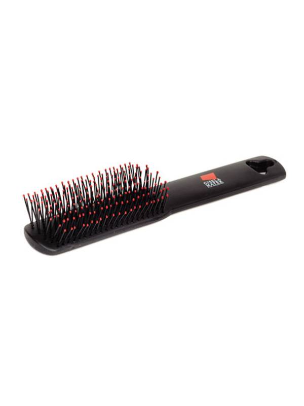Brosse antistatique Gisela Mayer pour perruques synthétiques et naturelles, picots arrondis, élimine l'électricité statique, version compacte.