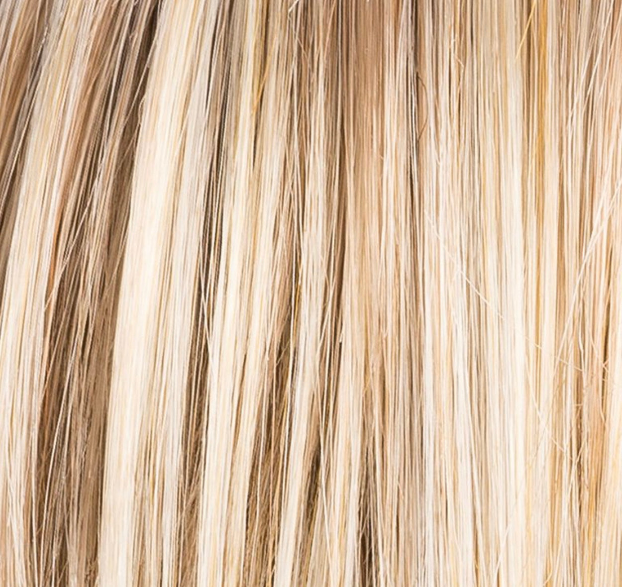 Fantasy Deluxe in Champagne Rooted by Ellen Wille, front view showing the soft champagne blonde on the long heat-resistant wig.
