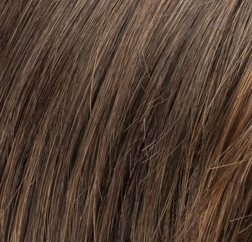 Ellen Wille Lucky Mono Part in Chocolate Mix shade, three-quarter view showing the fluid bob silhouette and natural-looking finish.