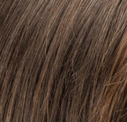 Ellen Wille Lucky Mono Part in Chocolate Mix shade, three-quarter view showing the fluid bob silhouette and natural-looking finish.