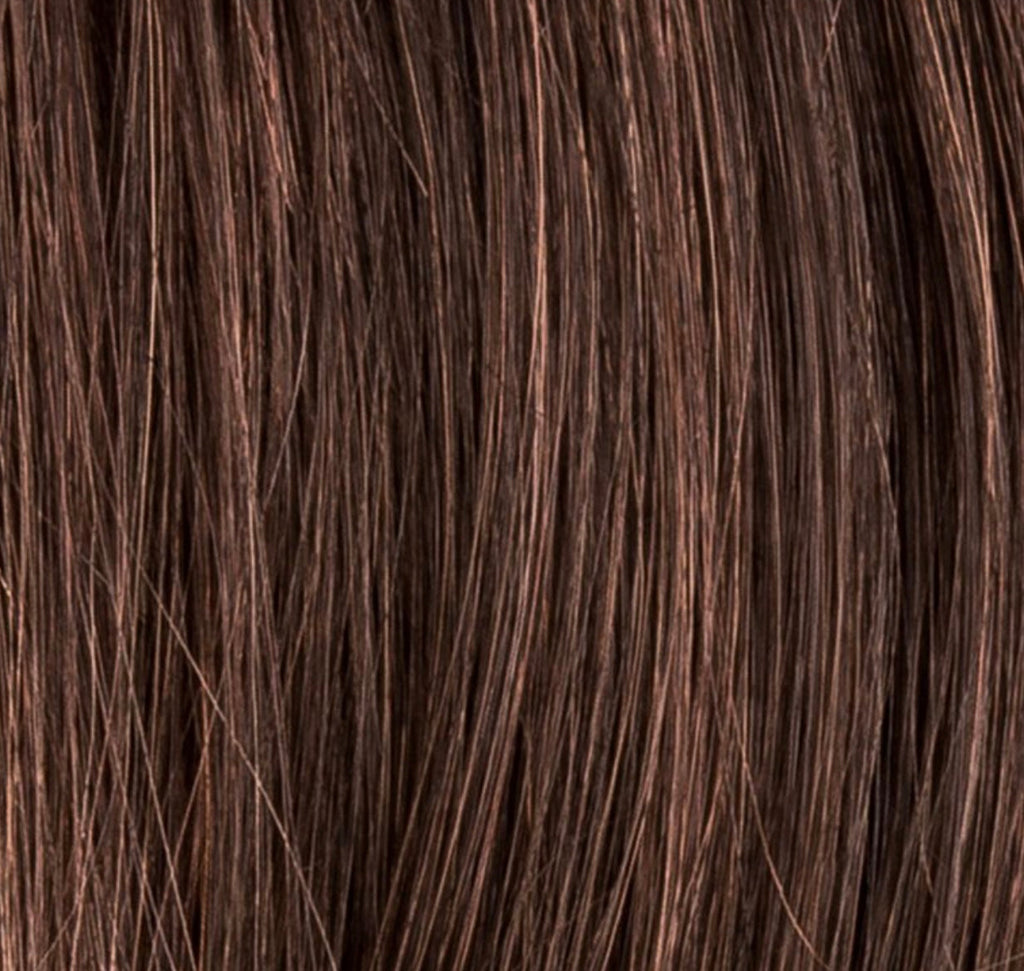 Whisper Comfort in Dark Chocolate Mix by Ellen Wille, front-facing view showing the rich dark brown on the mid-length bob.