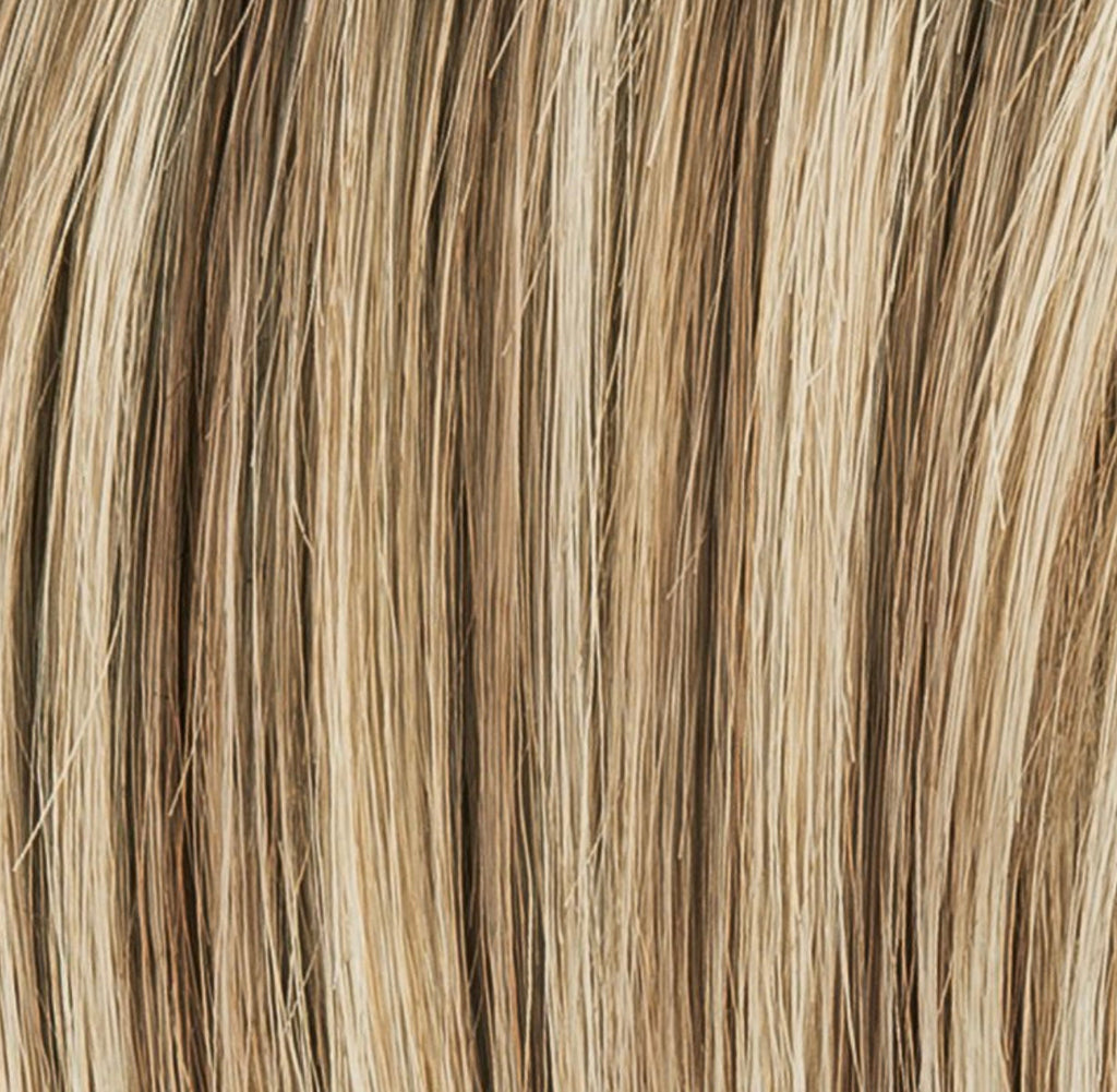 Escape Soft in Dark Sand Rooted by Ellen Wille, front-facing view showing the natural sandy tone on the short graduated wig.