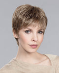 Front view of a woman wearing the Ellen Wille Ginger Large Mono short wig, highlighting its spacious large cap fit, full monofilament top, and lace front.