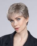 Profile view of a woman wearing the classic Ellen Wille Light Mono short wig, highlighting its elongated nape, delicate fringe, and natural monofilament top.
