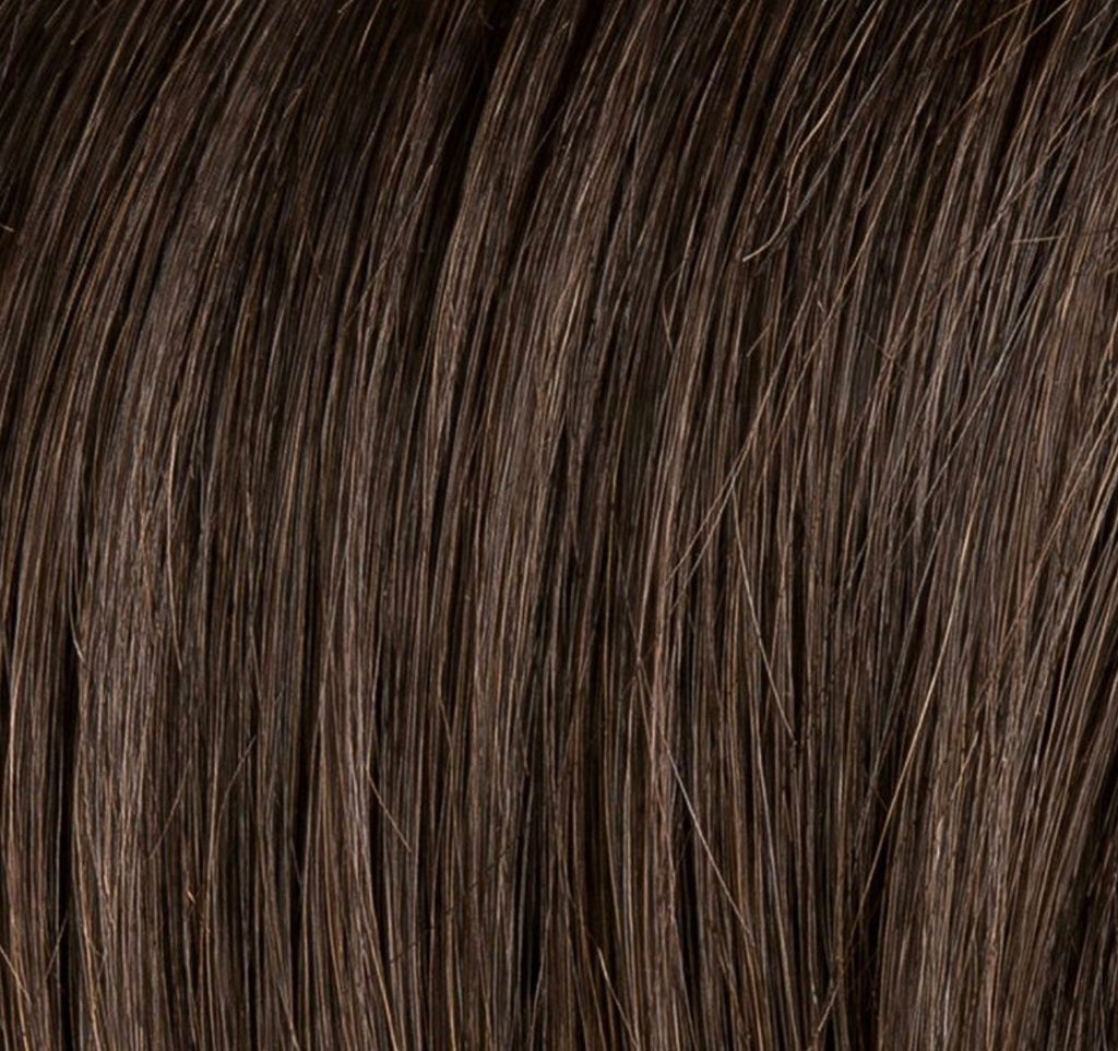 Treasure Soft in Espresso Lighted by Ellen Wille, side profile showing the dark espresso tone on the mid-length heat-resistant wig.