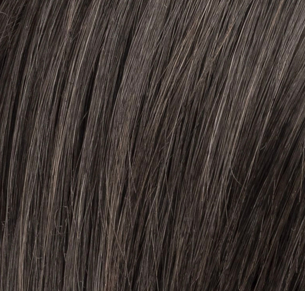 Lucky Mono Part in Espresso Mix by Ellen Wille, front view displaying the side-swept fringe and elegant mid-length bob cut.