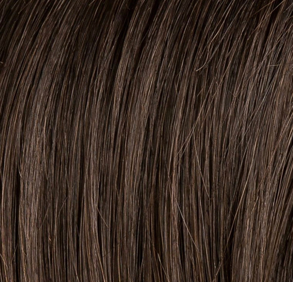 Ellen Wille Miss Comfort in Espresso Mix, front view displaying the deep dark shade on the structured bob with fringe.