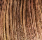 Ellen Wille Whisper Comfort in Hot Mocca Rooted, profile view showing the warm mocha tones on the mid-length synthetic wig.