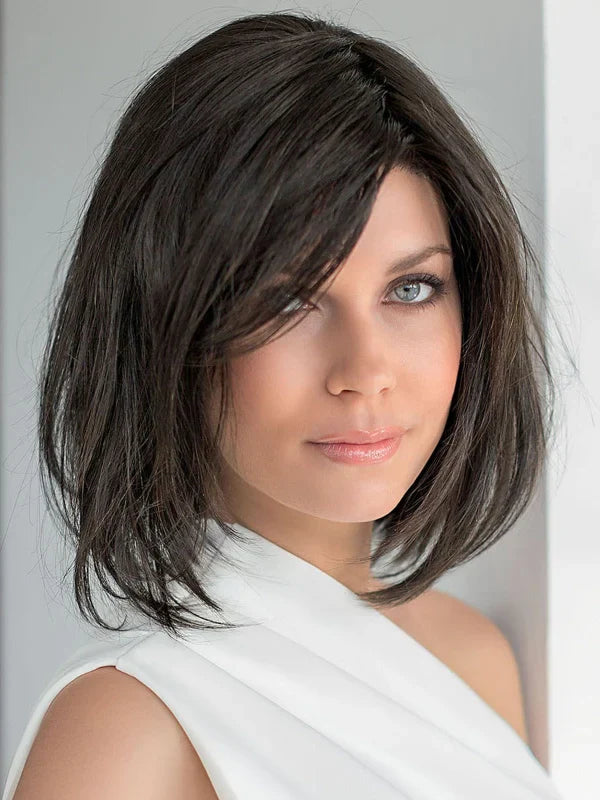 Icone Deluxe in Espresso Mix by Ellen Wille, front view displaying the deep dark shade on the elegant mid-length bob.