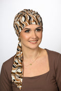 Miriam Ethnique turban-bonnet by Lidia Création with ethnic-inspired print - soft hat for alopecia