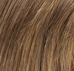 Lucky Mono Part in Mocca Mix by Ellen Wille, side view showing the warm mocha tones on the mid-length synthetic bob with fringe.