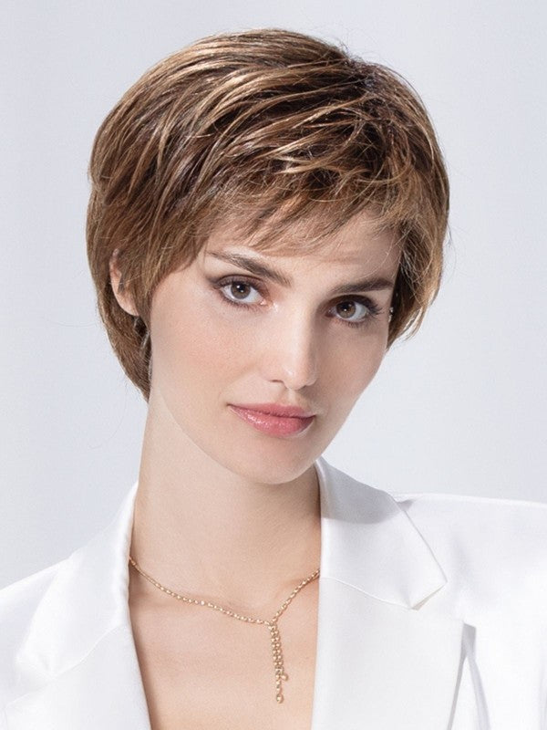Harmony Soft in Mocca by Ellen Wille, front view showing the warm mocha tone on the short heat-resistant synthetic wig.