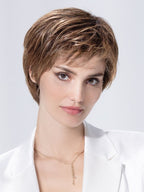Harmony Soft in Mocca by Ellen Wille, front view showing the warm mocha tone on the short heat-resistant synthetic wig.