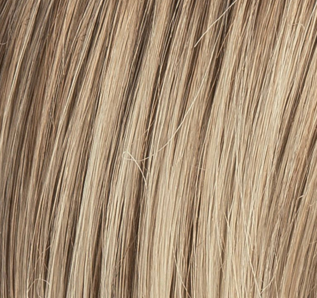 Ellen Wille Fantasy Deluxe in Sand Multi Rooted, side view displaying the natural sandy blend on the long flowing synthetic wig.