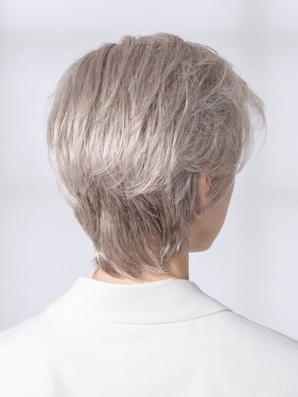 Ellen Wille Satin Soft, three-quarter view showing the short feathered silhouette and feminine natural-looking finish.
