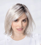 Icone Small Deluxe wig by Ellen Wille, lifestyle view showing the sleek mid-length style and premium synthetic fiber of the Hair Society collection.