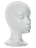 Tête en polystyrène pour perruques femme, idéale pour stockage et coiffage. Maintien optimal, protège les fibres et pratique au quotidien